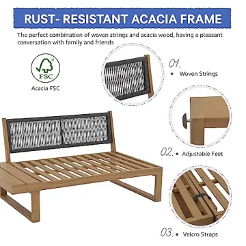 Shop Soleil Jardin Acacia Wood Outdoor Sectional Sofa Set