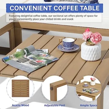 Shop Soleil Jardin Acacia Wood Outdoor Sectional Sofa Set