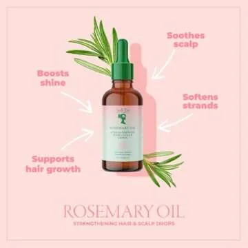 Camille Rose Rosemary Oil Strengthening Hair & Scalp Drops, with Castor, Peppermint & Rosemary Oils, for Hair Growth, Hydration & Strength, 1.9 fl oz
