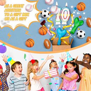 Civaner 100 Pieces Mini Stress Balls Bouncy Foam Sports Balls Including Basketball, Soccer Ball, Baseball, Football for Sports Party Favors Mini Footballs Party Favors(Small)