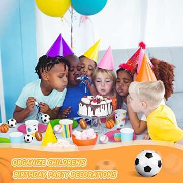 Civaner 100 Pieces Mini Stress Balls Bouncy Foam Sports Balls Including Basketball, Soccer Ball, Baseball, Football for Sports Party Favors Mini Footballs Party Favors(Small)