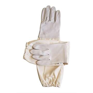 FOREST BEEKEEPING SUPPLY Children Goatskin Leather Beekeeper's Glove with Long Canvas Sleeve and Ela...