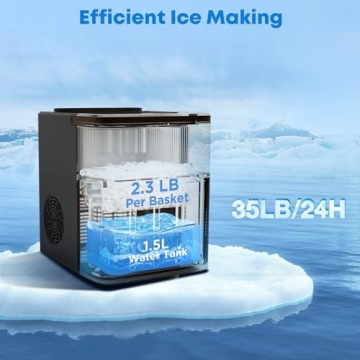 JINJUNYE Portable Ice Maker - 34lbs Capacity, Fast Production