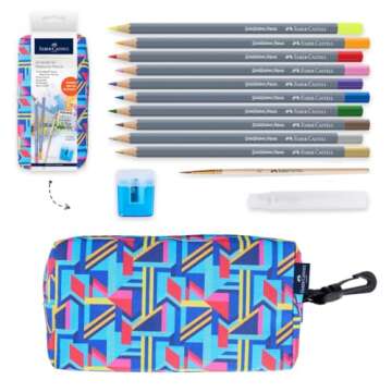 Faber-Castell Art on The Go Watercolor Pencils Set - Travel Watercolor Kit with 10 Goldfaber Waterco...