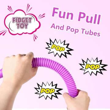 Vanblue Large 8 Pcs Pop Tubes Sensory Toys Fidget Tubes Party Favors with Autism Classroom Prizes Gifts Easter Basket Stuffers Anxiety Stress Relief Toys for Kids Adults