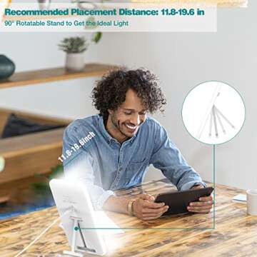 Wobrikosee Light Therapy Lamp, Ultra-Thin UV-Free 10000 Lux Therapy Light, Timer Function, Adjustable Brightness Levels, Two Color Temperature, 90° Rotatable Stand for a Happy Life