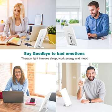 Wobrikosee Light Therapy Lamp, Ultra-Thin UV-Free 10000 Lux Therapy Light, Timer Function, Adjustable Brightness Levels, Two Color Temperature, 90° Rotatable Stand for a Happy Life