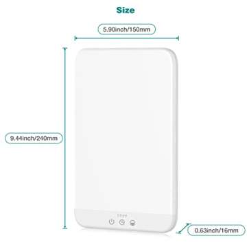 Wobrikosee Light Therapy Lamp, Ultra-Thin UV-Free 10000 Lux Therapy Light, Timer Function, Adjustable Brightness Levels, Two Color Temperature, 90° Rotatable Stand for a Happy Life