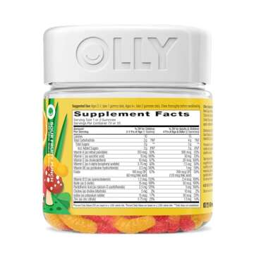 OLLY Kids Multivitamin Gummy Worms, Overall Health and Immune Support, Vitamins and Minerals A, C, D, E, Bs and Zinc, Chewable Supplement, Sour Fruit Punch, 45 Day Supply (70 Count)