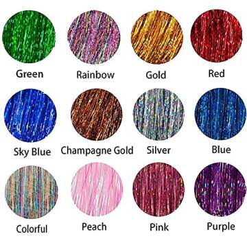 YUUYEE Hair Tinsel Kit 2760 Strands 12 Colors Sparkling Extensions