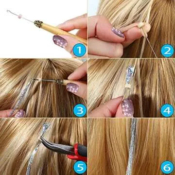 YUUYEE Hair Tinsel Kit 2760 Strands 12 Colors Sparkling Extensions