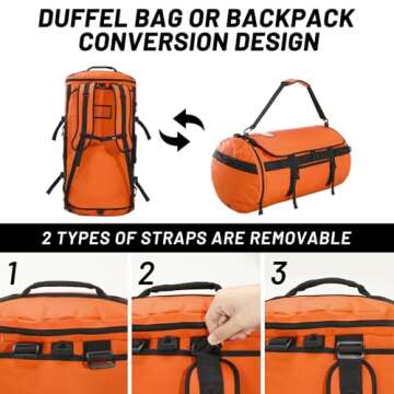 MIER Large Duffle Backpack Sports Gym Bag with Shoe Compartment, Heavy Duty and Water Resistant, Ora...