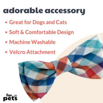 Huxley & Kent Bow Tie for Pets | Blue/Green Check (Large) | Easter Spring Bow Tie Collar Attachment ...