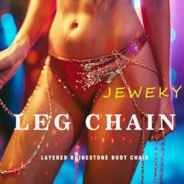 Jeweky Boho Layered Leg Chain Crystal Body Chains Sexy Belly Harness Beach Nightclub Rave Waist Body...