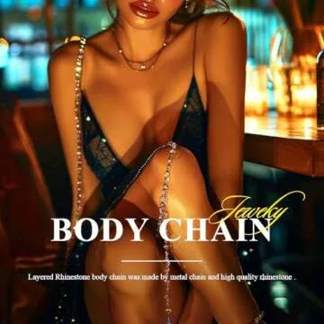 Jeweky Boho Layered Leg Chain Crystal Body Chains Sexy Belly Harness Beach Nightclub Rave Waist Body Accessories Jewelry for Women and Girls (Gold)