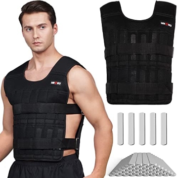 Adjustable Weighted Vest 44LB Workout Weight Vest Training Fitness Weighted Jacket for Men Women (In...