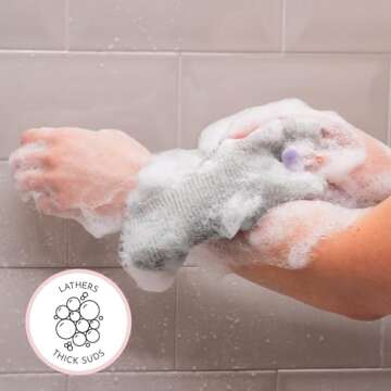 S&T INC. Back Scrubber for Shower, Exfoliating Body Scrubber or Bath Exfoliating Towel for Skin Care, 11.8 Inches x 35.4 Inches, Grey, 3 Pack