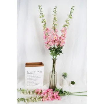 IPOPU Lifelike Pink Delphinium Flowers 41.33 in