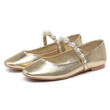 Lryweisy Women's Flats Mary Jane Shoes Women Ballet Flats Pearl Dress Shoes
