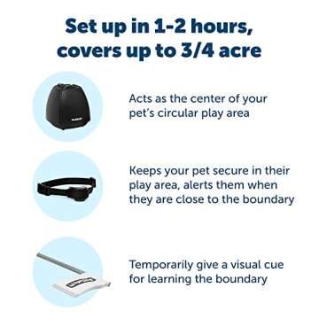 PetSafe Stay & Play Wireless Pet Fence with Replaceable Battery Collar - Circular Boundary Secures up to 3/4 Acre, No-Dig Portable Fence, for Dogs 5 lb & Up, from Parent Company Invisible Fence Brand