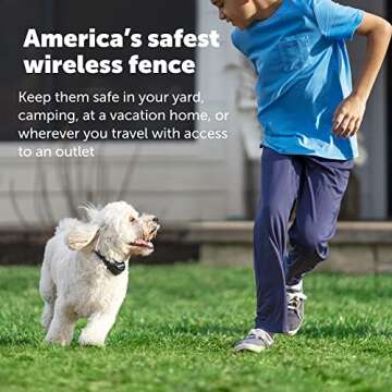 PetSafe Stay & Play Wireless Pet Fence with Replaceable Battery Collar - Circular Boundary Secures up to 3/4 Acre, No-Dig Portable Fence, for Dogs 5 lb & Up, from Parent Company Invisible Fence Brand