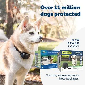 PetSafe Stay & Play Wireless Pet Fence with Replaceable Battery Collar - Circular Boundary Secures up to 3/4 Acre, No-Dig Portable Fence, for Dogs 5 lb & Up, from Parent Company Invisible Fence Brand