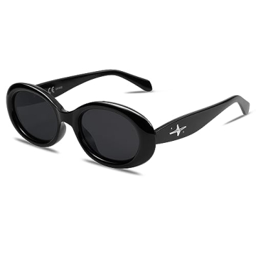 SOJOS Polarized Sunglasses Small Retro Black Oval for All