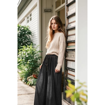 UQJE Women's Black Wide Leg Baggy Jeans with Pockets