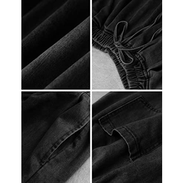 UQJE Women's Black Wide Leg Baggy Jeans with Pockets