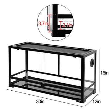 WACOOL TERRA Large Reptile Tank 25 Gallon, 360°Full Vision Glass Reptile Terrarium with Top Mesh Li...