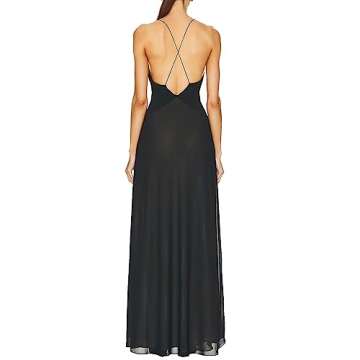 Zempertoopa Backless Dress for Women Sexy Sleeveless Bodycon Maxi Dress Open Back Elegant Party Club Cocktail Long Dress (E-Black, M)