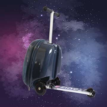Flyte Sammie the Spaceman Scooter Suitcase - 2-in-1, 18 inch Ride on Suitcase for Kids, 25 Litre Capacity Kids' Luggage on Wheels for Boys and Girls Aged 4+, Rideable Carry on Children's Suitcases