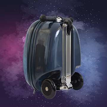 Flyte Sammie the Spaceman Scooter Suitcase - 2-in-1, 18 inch Ride on Suitcase for Kids, 25 Litre Capacity Kids' Luggage on Wheels for Boys and Girls Aged 4+, Rideable Carry on Children's Suitcases