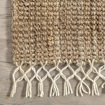 nuLOOM Raleigh Farmhouse Jute Tasseled Area Rug 3x5 Natural