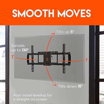 ECHOGEAR Full Motion TV Wall Mount for TVs Up to 75" - Easy Installation & Versatile Viewing