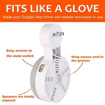 Outlet Wall Mount Holder for Google Nest Mini and Google Home Mini, A Space-Saving Accessories with Cord Management for Google Mini Smart Speaker, No Messy Wires or Screws (2 Pack)