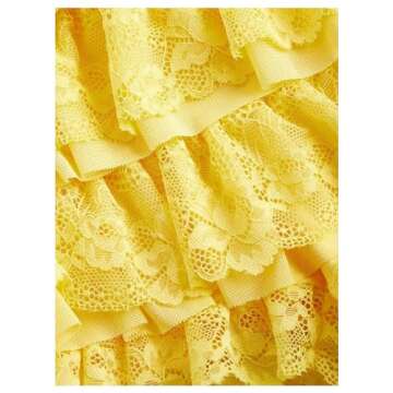 BEAUDRM Women's Y2k Ruffle Shorts Lace Lolita Bloomers Elastic Waist Bow Front Shorts Micro Boyshorts Yellow X-Small