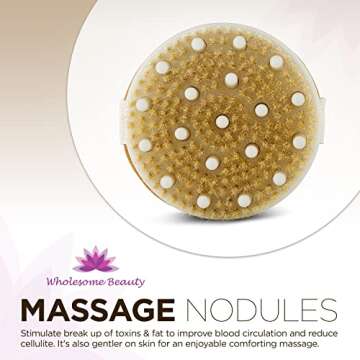 Dry Skin Body Brush - Adjustable Strap with Massage Nodes - Natural Bristle - Removes Cellulite & De...