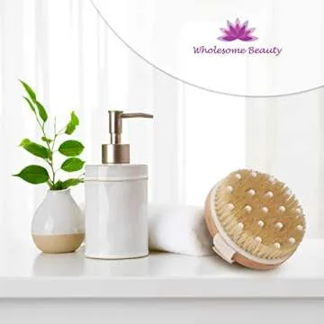 Dry Skin Body Brush - Adjustable Strap with Massage Nodes - Natural Bristle - Removes Cellulite & Dead Skin,Exfoliates, Improves Lymphatic Functions, Stimulates Blood Circulation,Tightens Skin