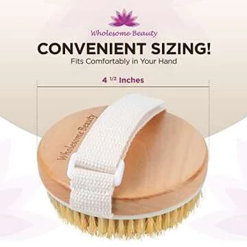 Dry Skin Body Brush - Adjustable Strap with Massage Nodes - Natural Bristle - Removes Cellulite & Dead Skin,Exfoliates, Improves Lymphatic Functions, Stimulates Blood Circulation,Tightens Skin