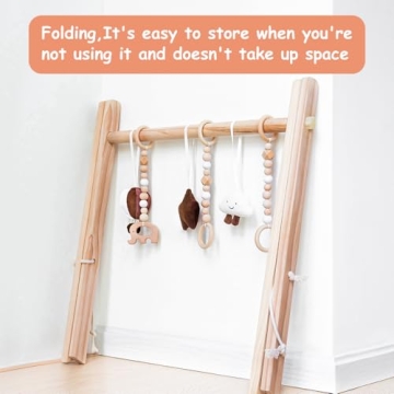 Razee Wooden Baby Play Gym with 6 Sensory Toys - Newborn Gift