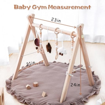 Razee Wooden Baby Play Gym with 6 Sensory Toys - Newborn Gift