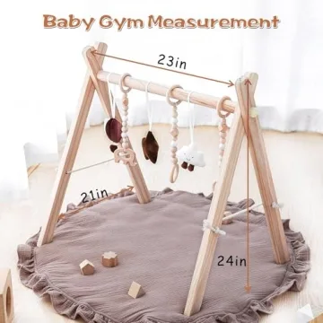 Razee Wooden Baby Play Gym with 6 Sensory Toys - Newborn Gift