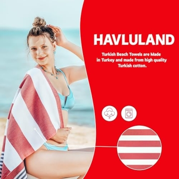 HAVLULAND Beach Towels - Oversized, Quick-Drying Turkish Towels Set