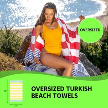 HAVLULAND Beach Towels - Oversized, Quick-Drying Turkish Towels Set