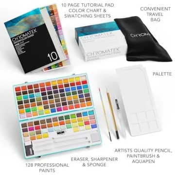 CHROMATEK 128 Color Watercolor Set in Portable Box