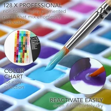 CHROMATEK 128 Color Watercolor Set in Portable Box