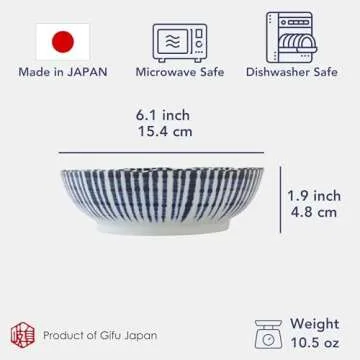 Mino Ware Small Serving Bowl - Indigo Blue, Japanese Craftsmanship, 6.1 inch