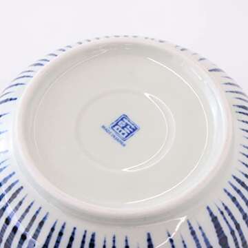 Mino Ware Small Serving Bowl, Indigo Blue, Sendan-Tokusa, Japanese Ceramic Bowl, Microwave/Dishwasher, Gift, Dinnerware, 6.1 inch