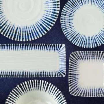 Mino Ware Small Serving Bowl, Indigo Blue, Sendan-Tokusa, Japanese Ceramic Bowl, Microwave/Dishwasher, Gift, Dinnerware, 6.1 inch